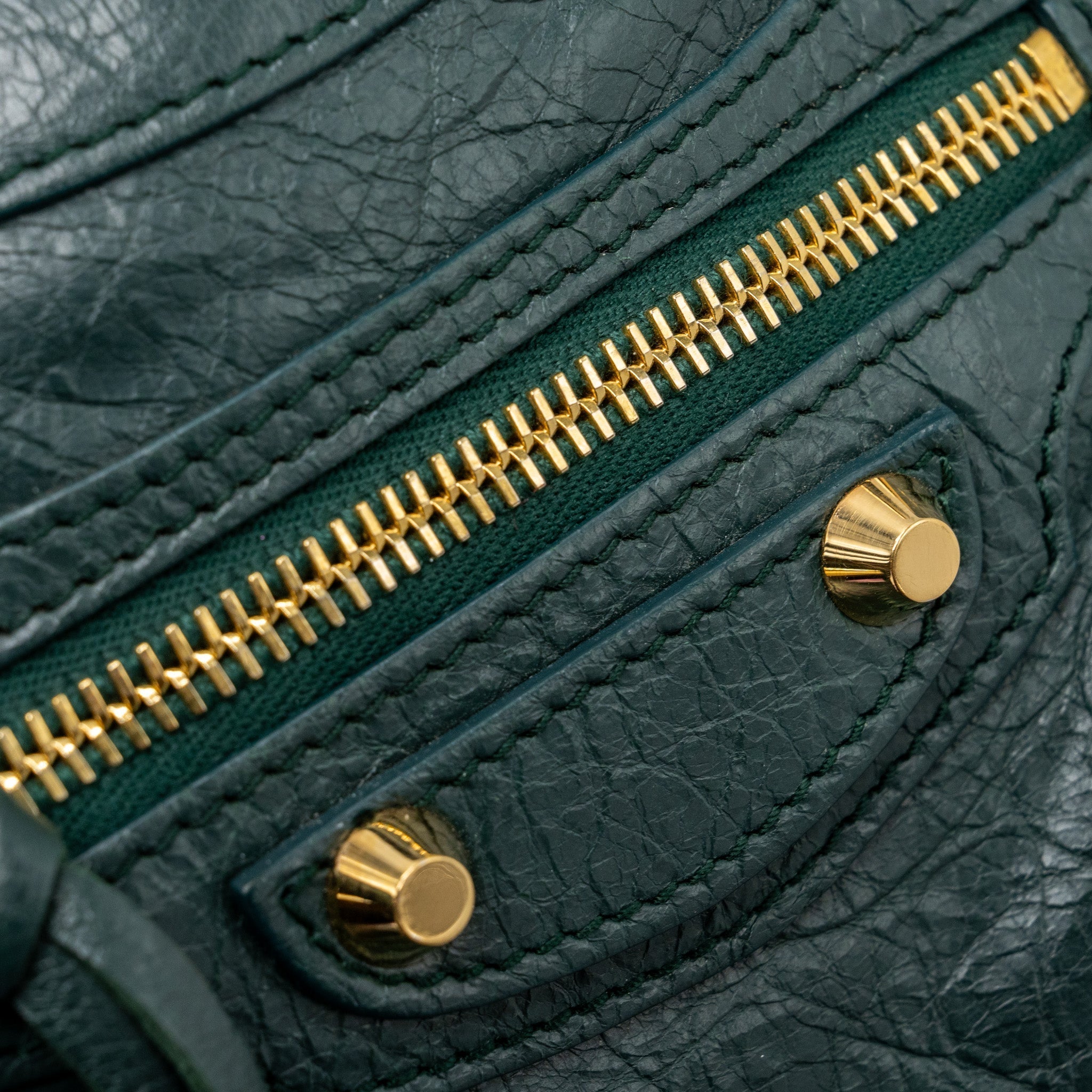 BALENCIAGA MINI CITY BAG DARK GREEN GHW