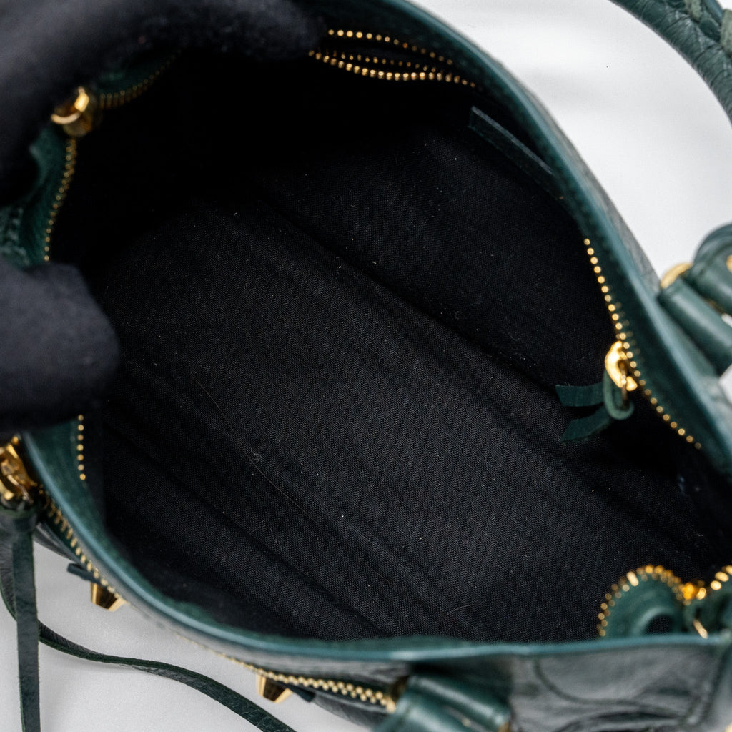BALENCIAGA MINI CITY BAG DARK GREEN GHW