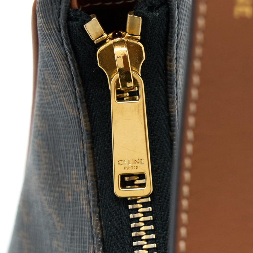 CELINE AVA BAG IN TRIOMPHE CANVAS AND CALFSKIN TAN