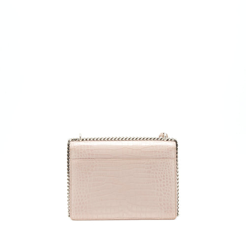 SAINT LAURENT SUNSET BAG CROCODILE EMBOSSED PINK SHW