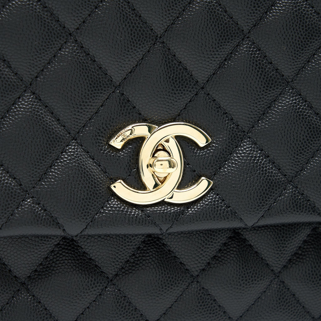 CHANEL SMALL COCO HANDLE FLAP BAG CAVIAR BLACK LGHW