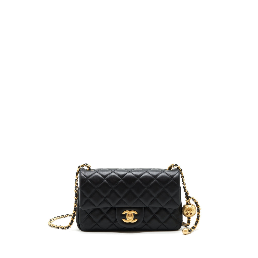 CHANEL 22C PEARL CRUSH MINI RECTANGULAR LAMBSKIN BLACK GHW (MICROCHIP)
