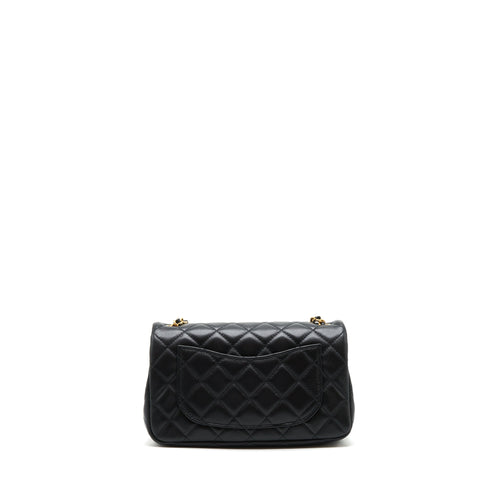 CHANEL 22C PEARL CRUSH MINI RECTANGULAR LAMBSKIN BLACK GHW (MICROCHIP)