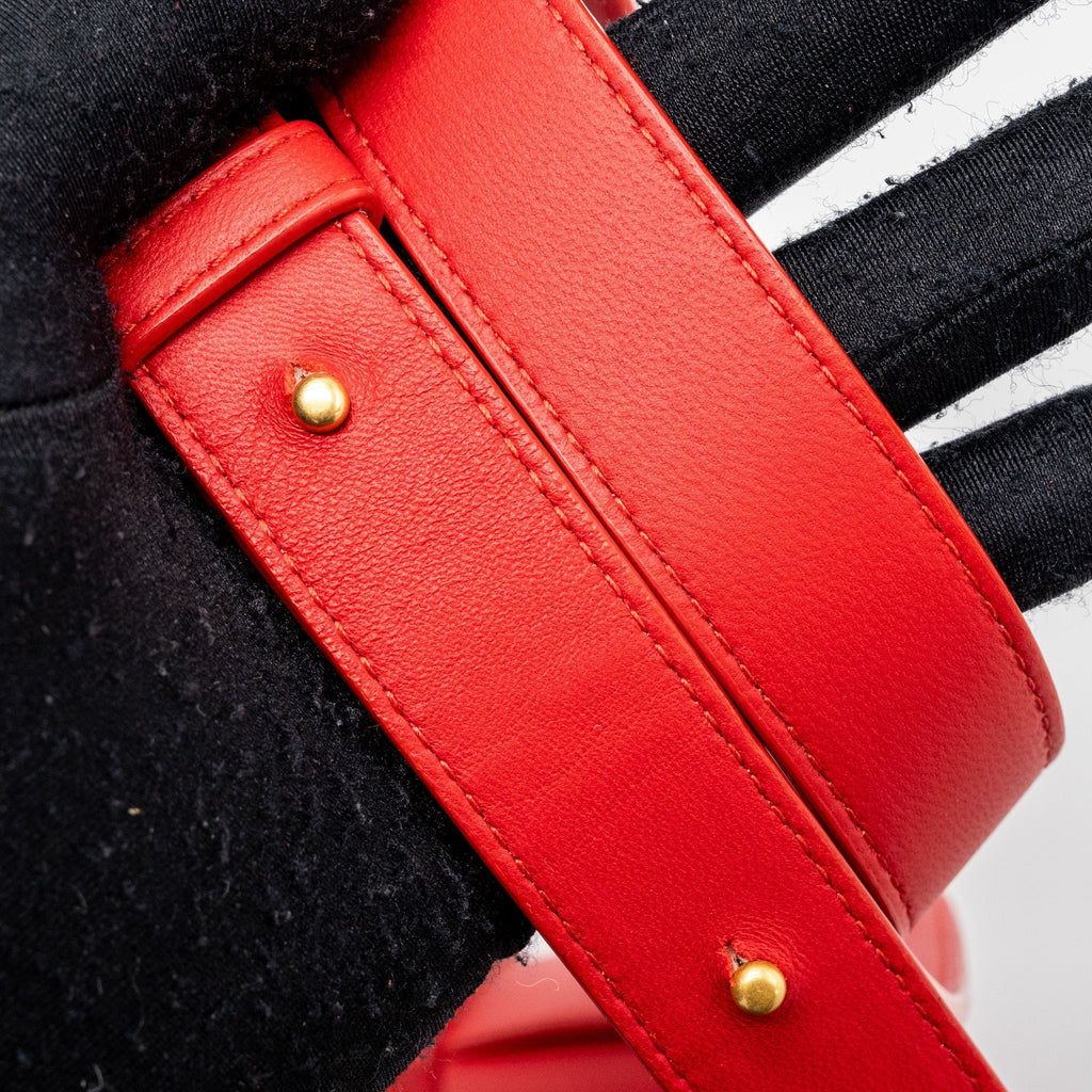 BOTTEGA VENETA CASSETTE BAG LAMBSKIN RED GHW