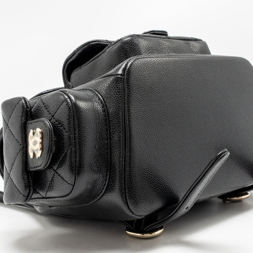 Chanel Small Duma Backpack Caviar Black LGHW (Microchip)