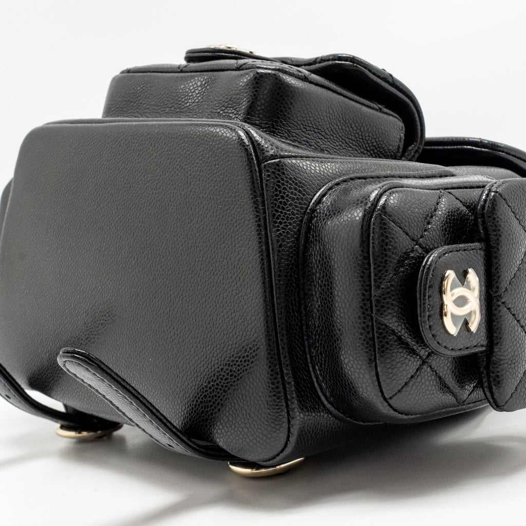 Chanel Small Duma Backpack Caviar Black LGHW (Microchip)
