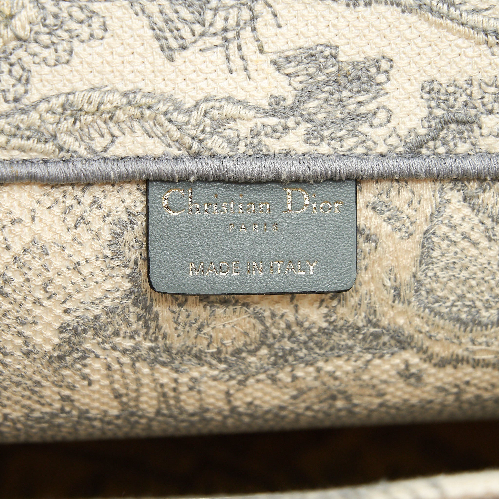 DIOR SMALL DIOR BOOK TOTE GRAY TOILE DE JOUY EMBROIDERY AN EXTRA DIOR TWILLY