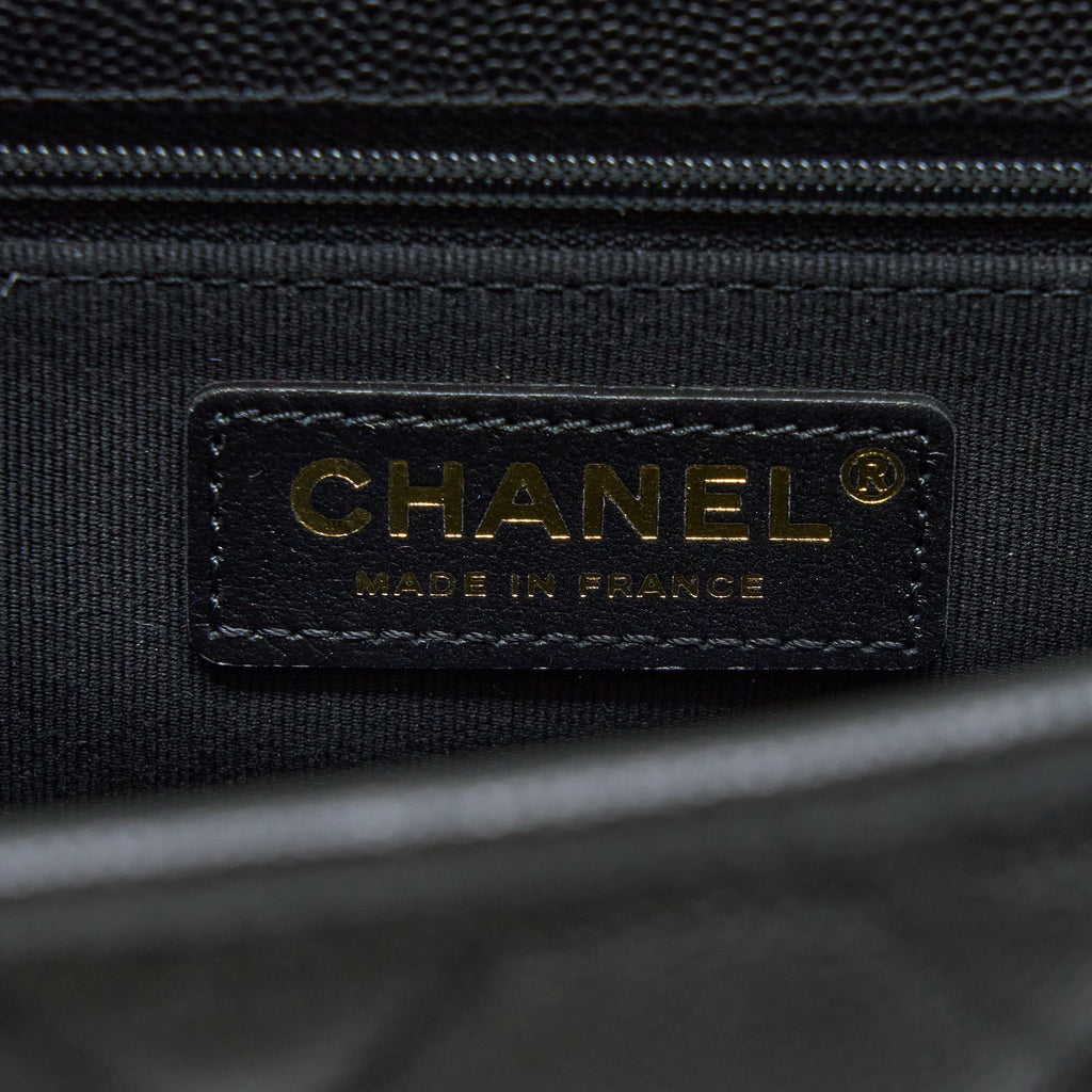 CHANEL 22K LARGE BACKPACK CAVIAR BLACK BRUSHED GHW (MICROCHIP)