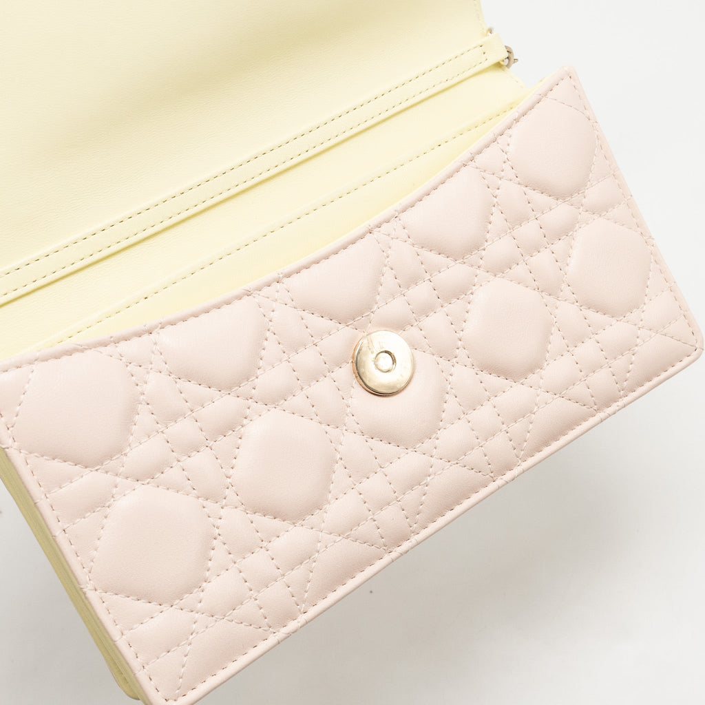 DIOR MY DIOR MINI BAG LAMBSKIN LIGHT PINK/LIGHT YELLOW LGHW
