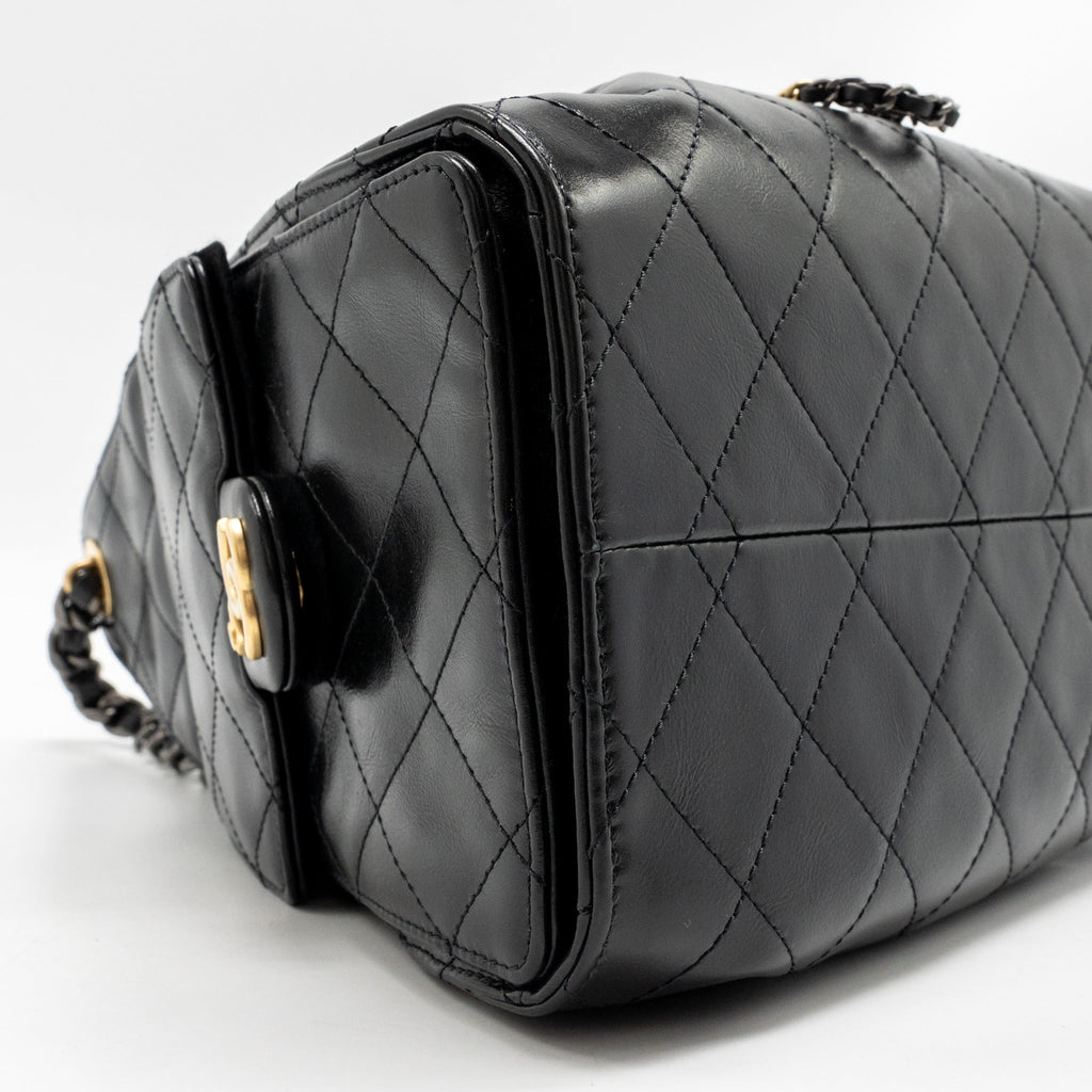 Chanel Small 25 Bag Aged Calfskin Black Multicolour Hardware (Microchip)