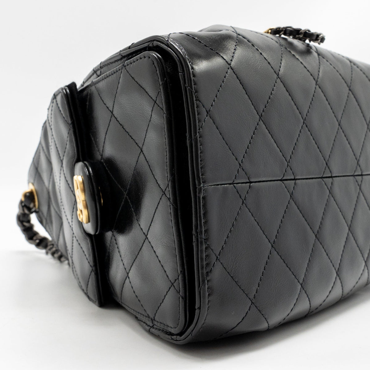 Chanel Small 25 Bag Aged Calfskin Black Multicolour Hardware (Microchip)