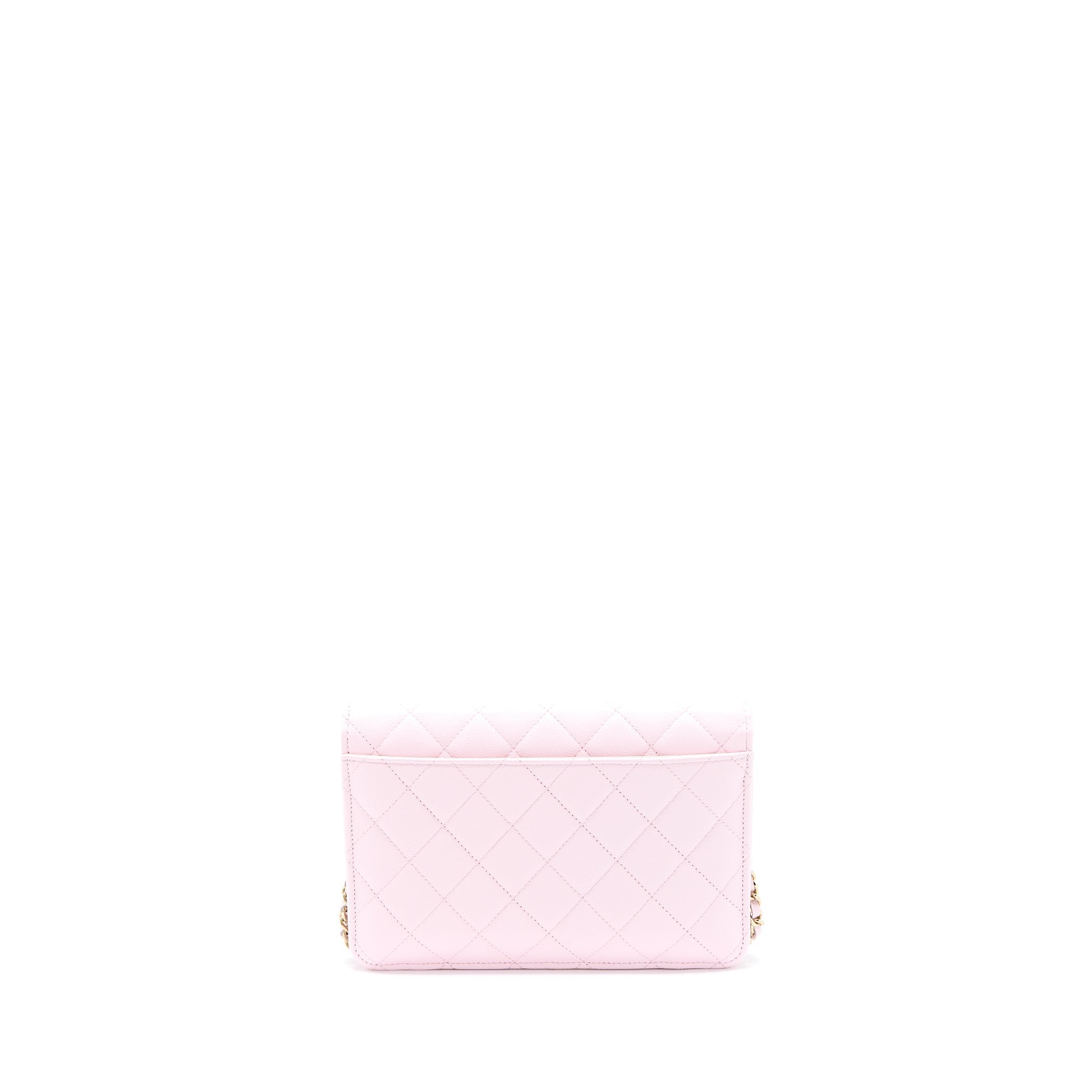 CHANEL 2 IN 1 WALLET ON CHAIN CAVIAR LIGHT PINK LGHW