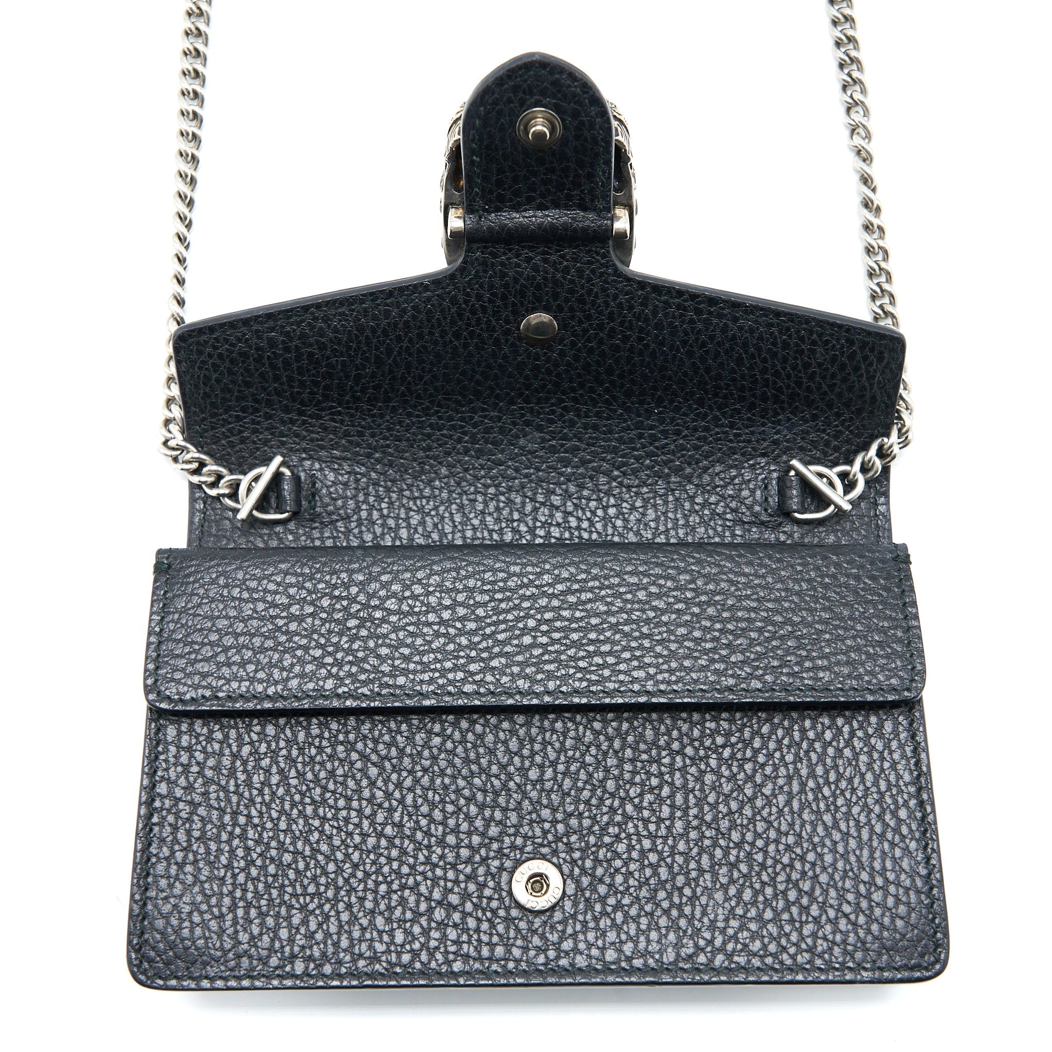 GUCCI SUPER MINI DIONYSUS BAG CALFSKIN BLACK RUTHENIUM HARDWARE