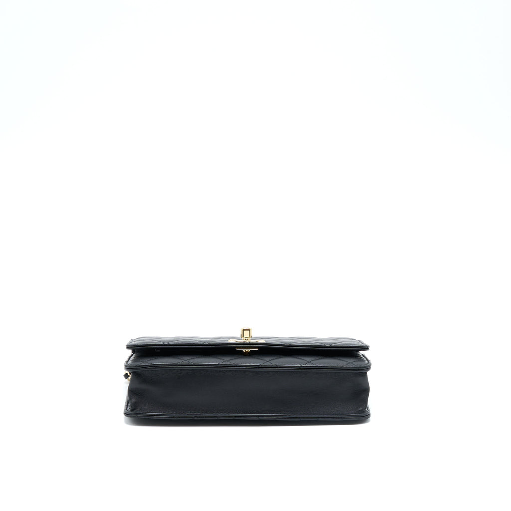 CHANEL TRENDY CC WALLET ON CHAIN LAMBSKIN BLACK GHW