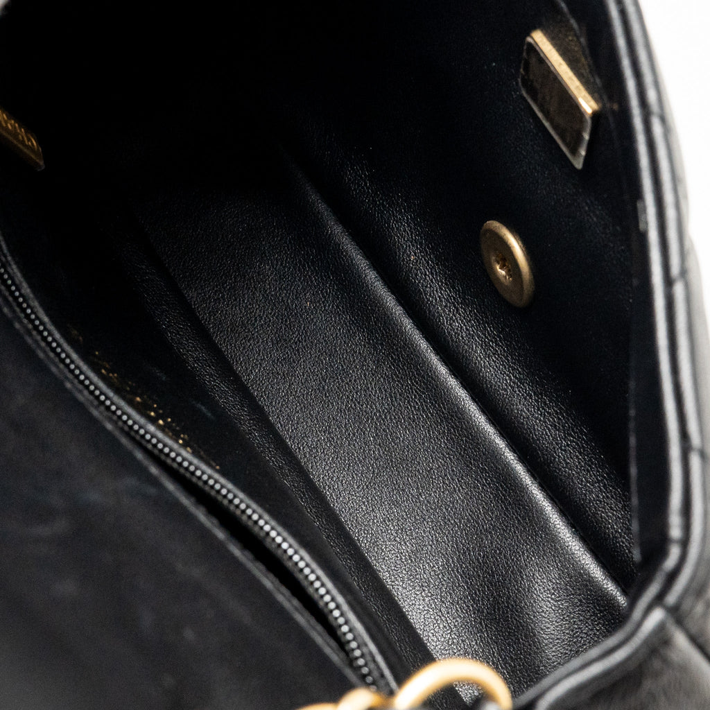 CHANEL 22B HEART CHAIN FLAP BAG LAMBSKIN BLACK GHW(MICROCHIP)
