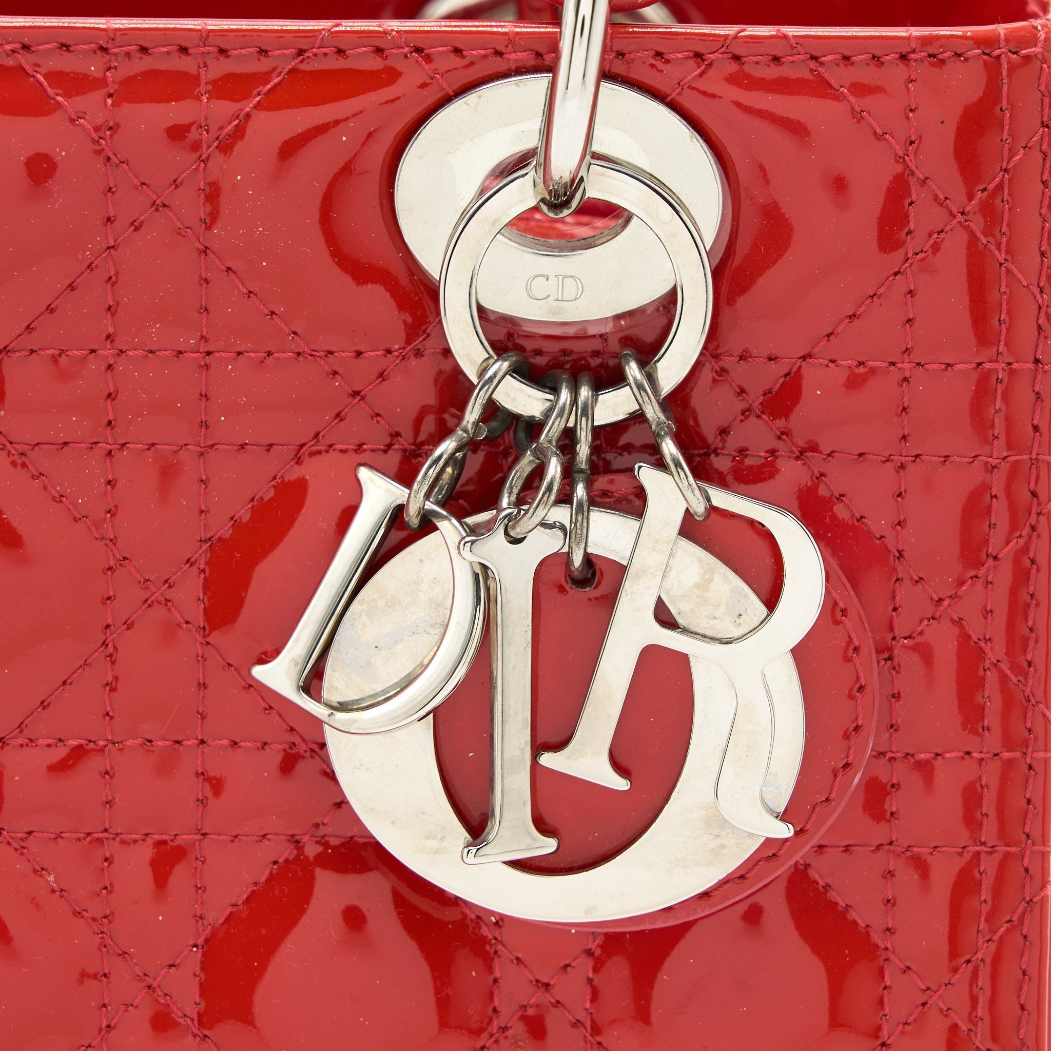 DIOR MEDIUM LADY DIOR PATENT CORAL SHW