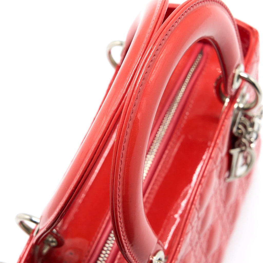 DIOR MEDIUM LADY DIOR PATENT CORAL SHW