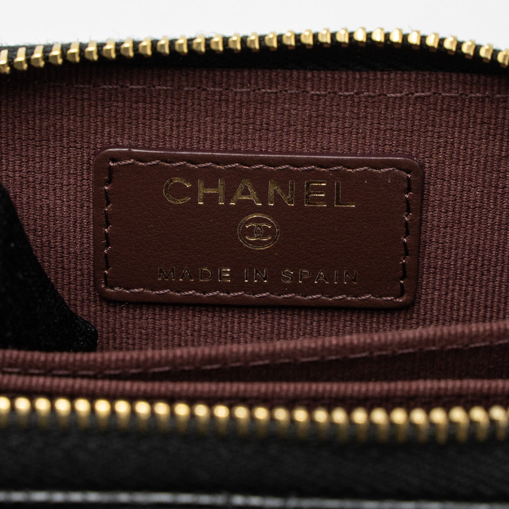 CHANEL ZIP CARD HOLDER CAVIAR BLACK GWH (MICROCHIP)