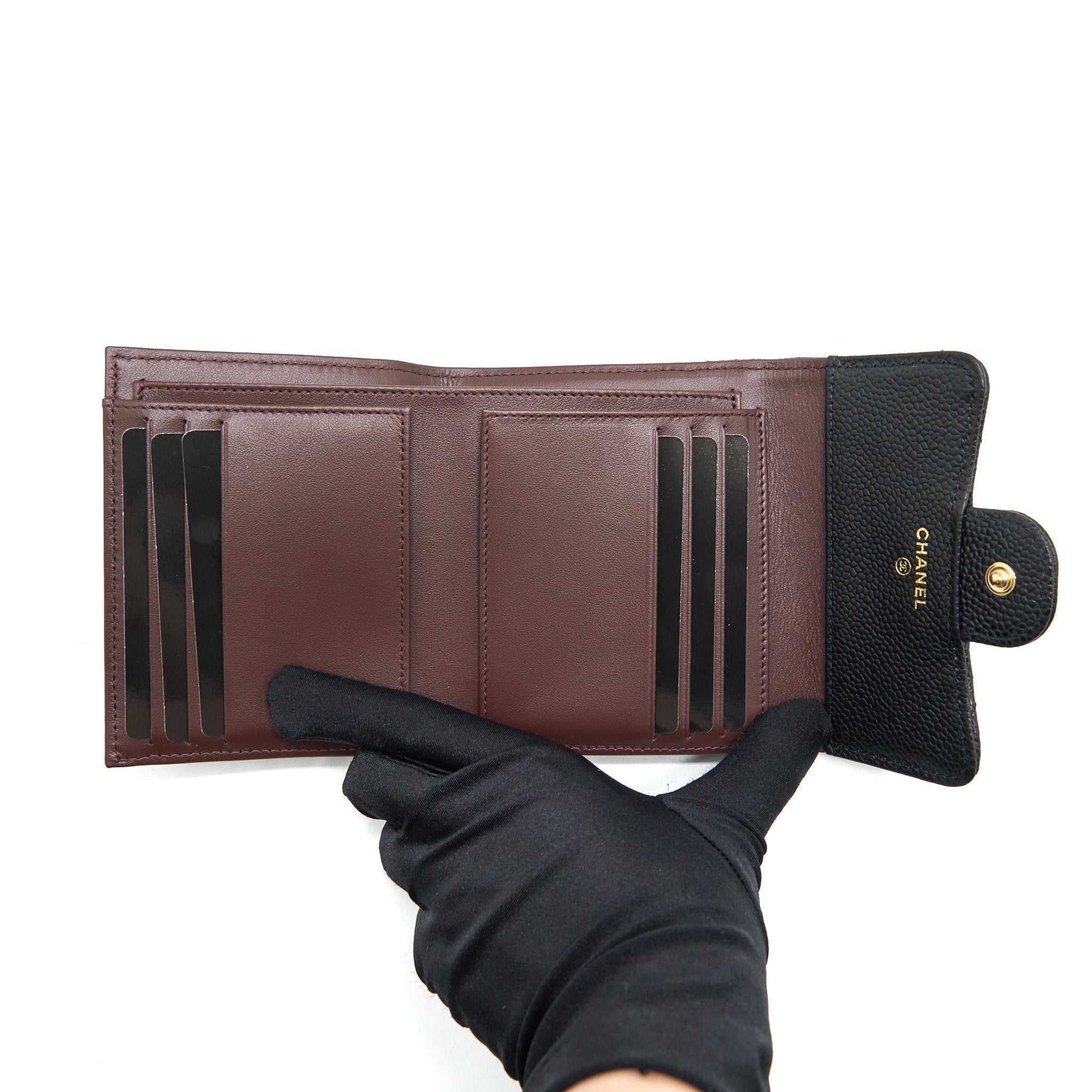 CHANEL SMALL FLAP WALLET CAVIAR BLACK GHW