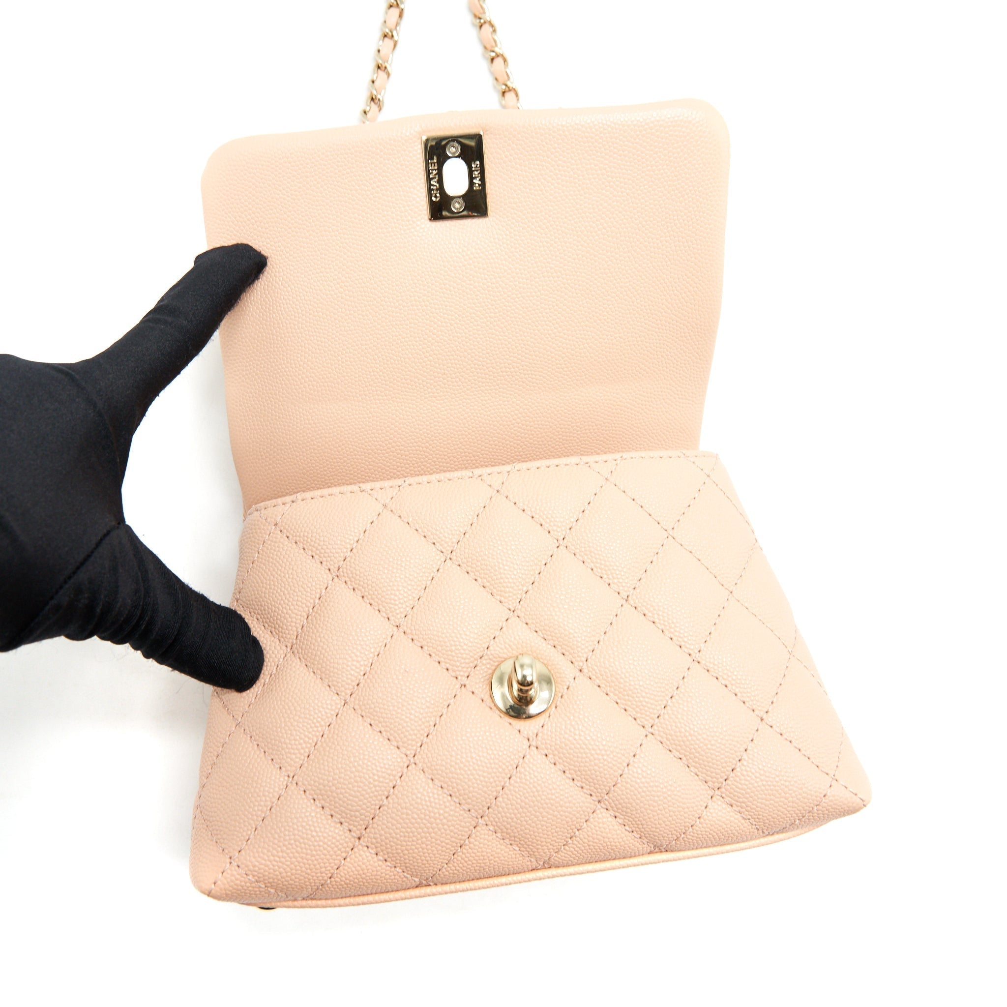 CHANEL EXTRA MINI COCO HANDLE 20CM CAVIAR LIGHT PINK LGHW