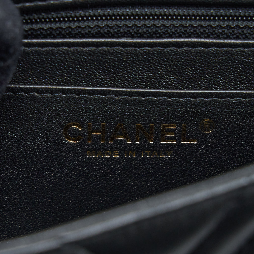CHANEL MINI SQUARE FLAP BAG CHEVRON LAMBSKIN BLACK LGHW