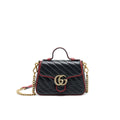GUCCI GG MARMONT MINI TOP HANDLE BAG BLACK GHW