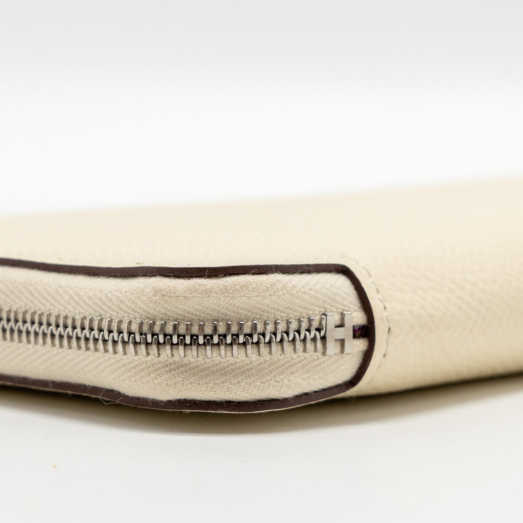 HERMES SILK IN CLASSIQUE LONG WALLET EPSOM/SILK NATA/CHAI-ROSE POURPRE SHW