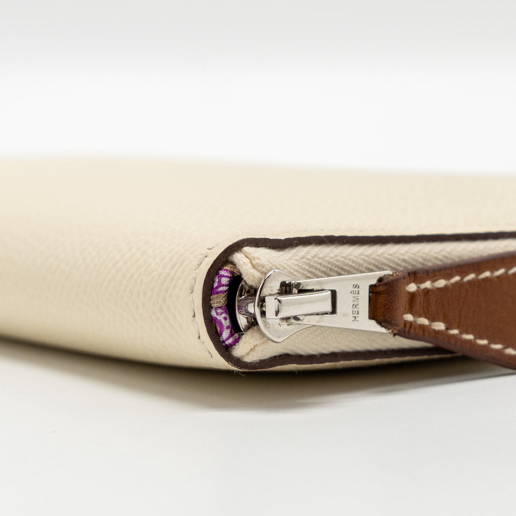 HERMES SILK IN CLASSIQUE LONG WALLET EPSOM/SILK NATA/CHAI-ROSE POURPRE SHW