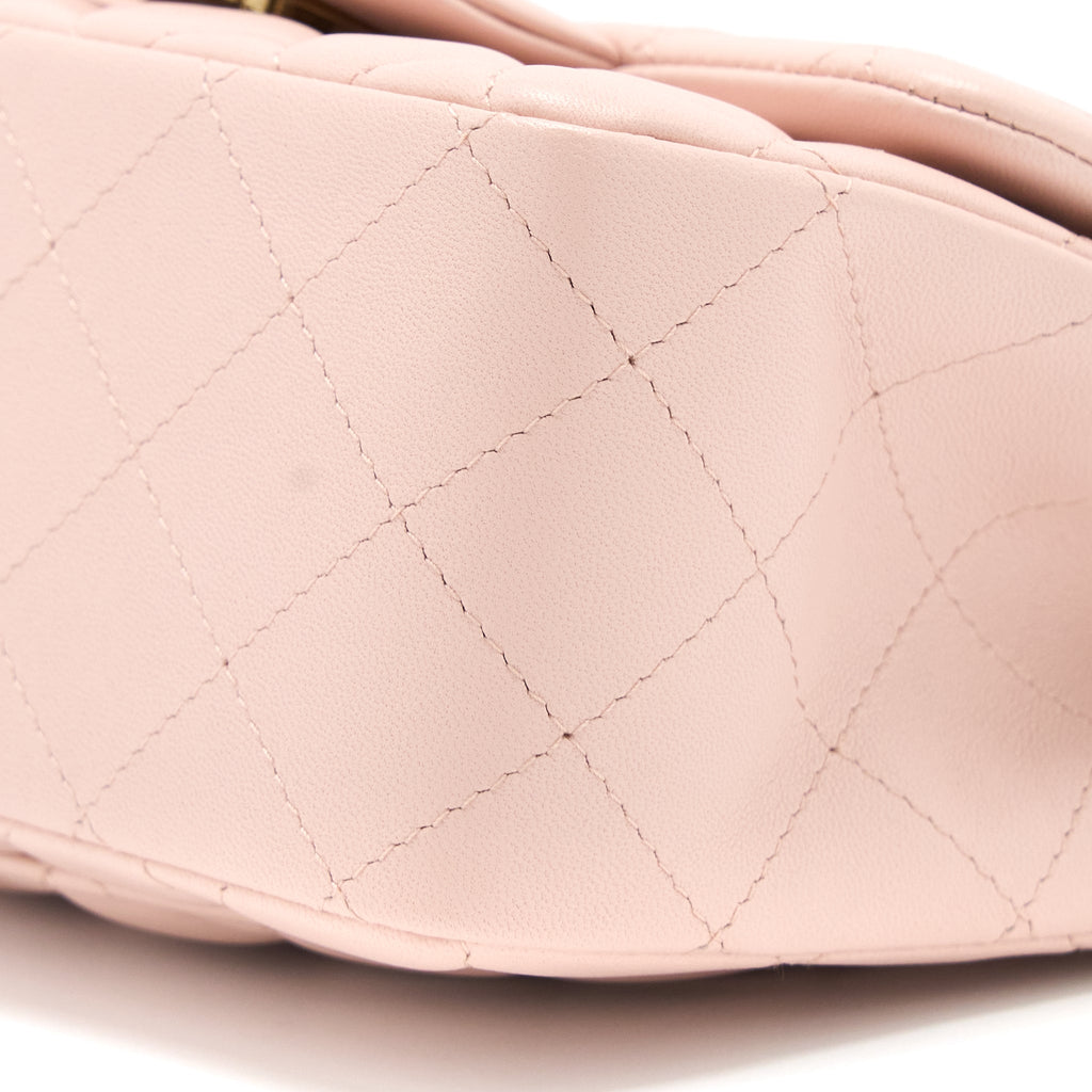 CHANEL MINI SQUARE FLAP BAG LAMBSKIN LIGHT PINK LGHW (MICROCHIP)