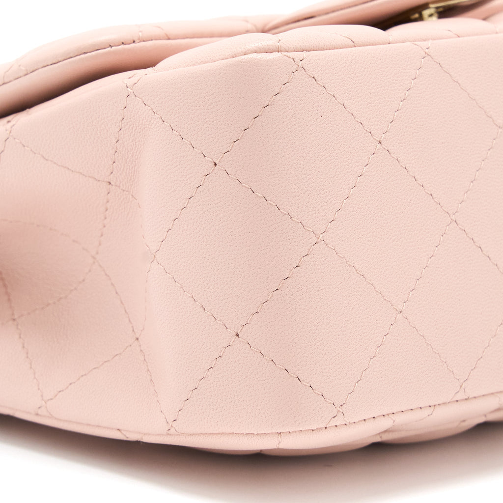 CHANEL MINI SQUARE FLAP BAG LAMBSKIN LIGHT PINK LGHW (MICROCHIP)