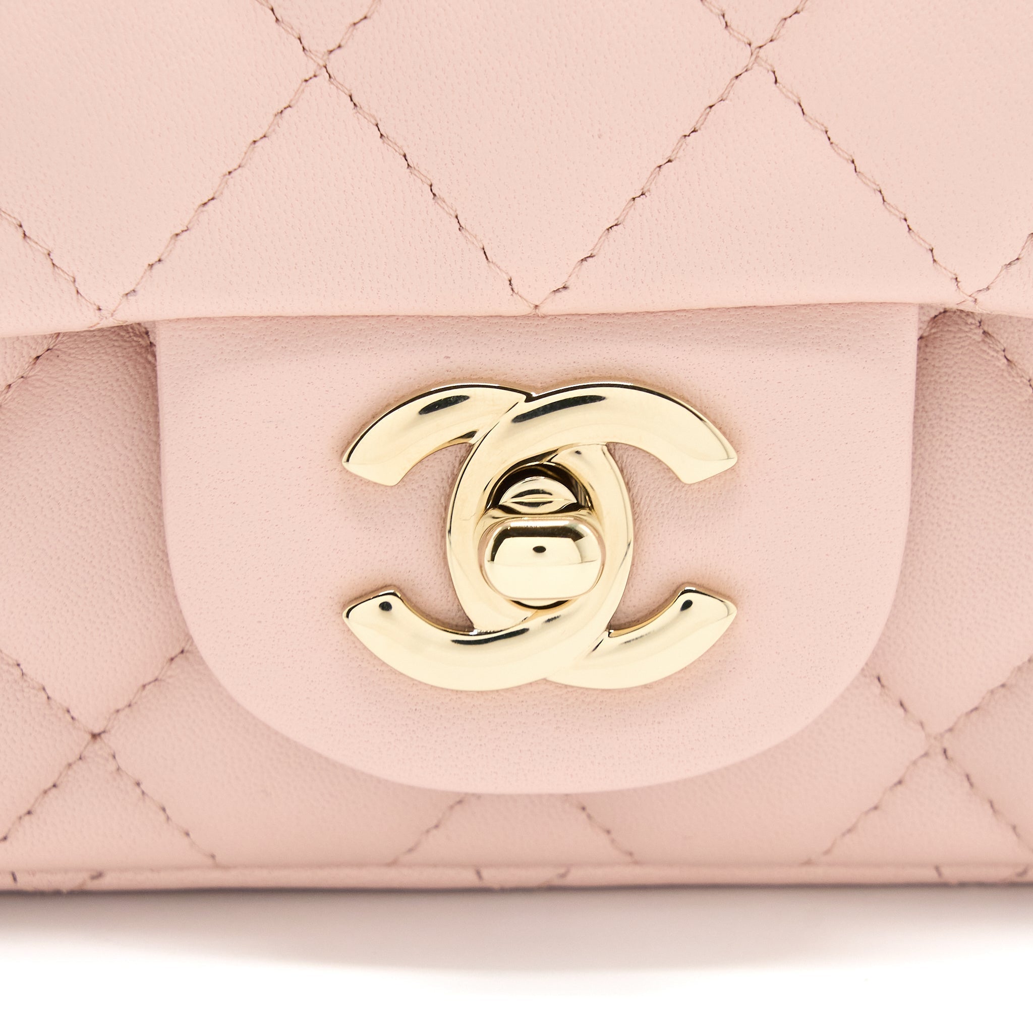 CHANEL MINI SQUARE FLAP BAG LAMBSKIN LIGHT PINK LGHW (MICROCHIP)