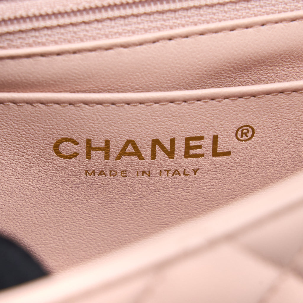 CHANEL MINI SQUARE FLAP BAG LAMBSKIN LIGHT PINK LGHW (MICROCHIP)