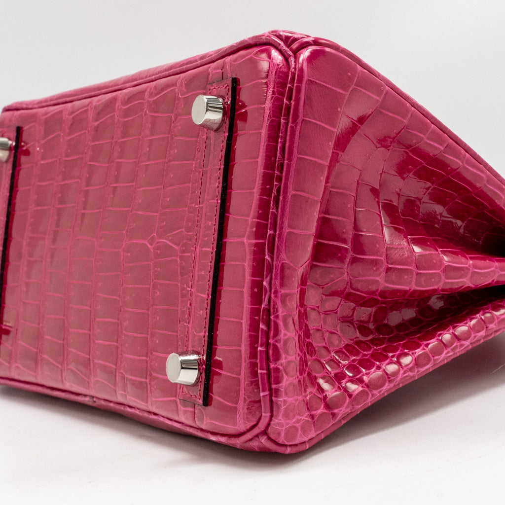 HERMES BIRKIN 25 SHINY CROCODILE POROUS ROSE MEXICO SHW