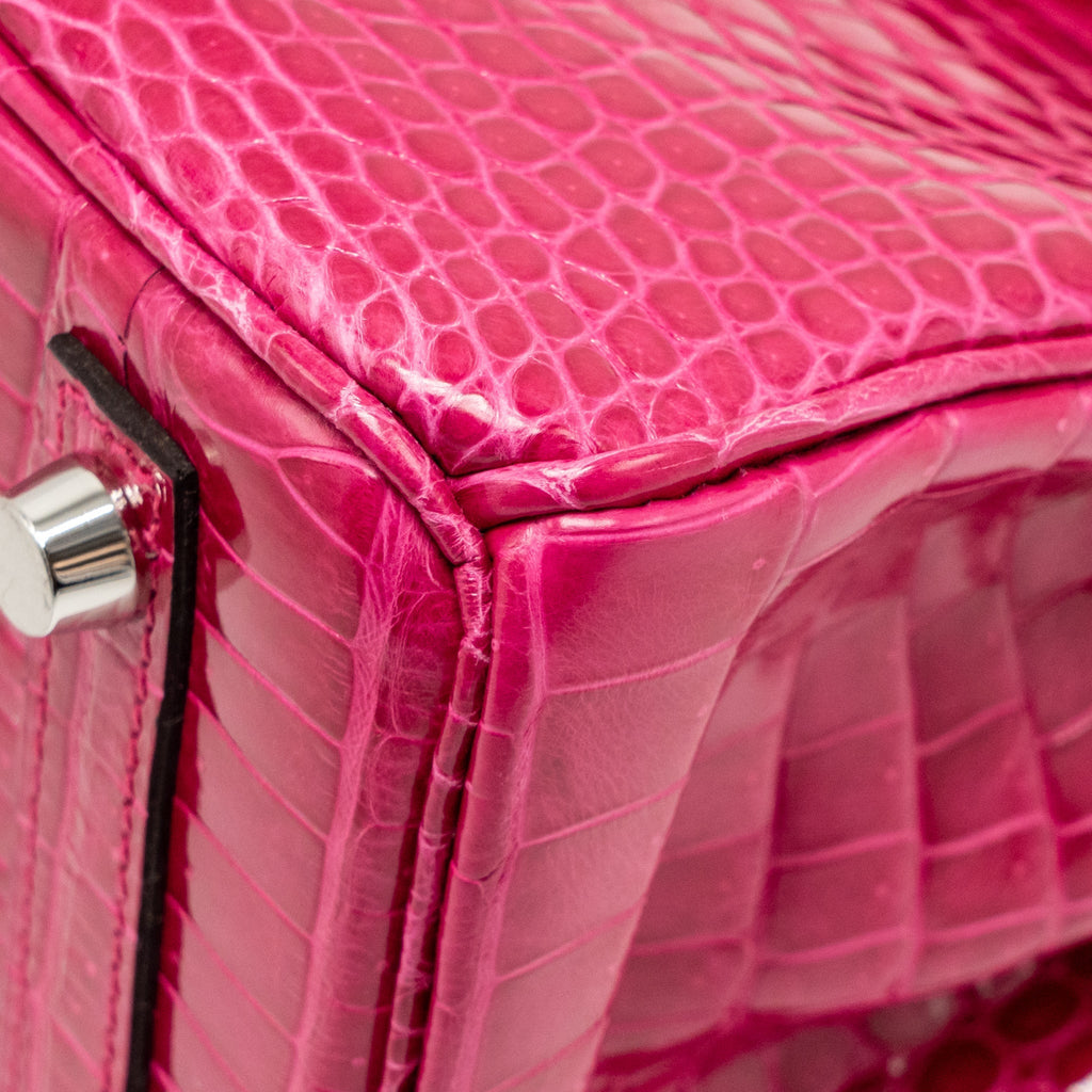 HERMES BIRKIN 25 SHINY CROCODILE POROUS ROSE MEXICO SHW