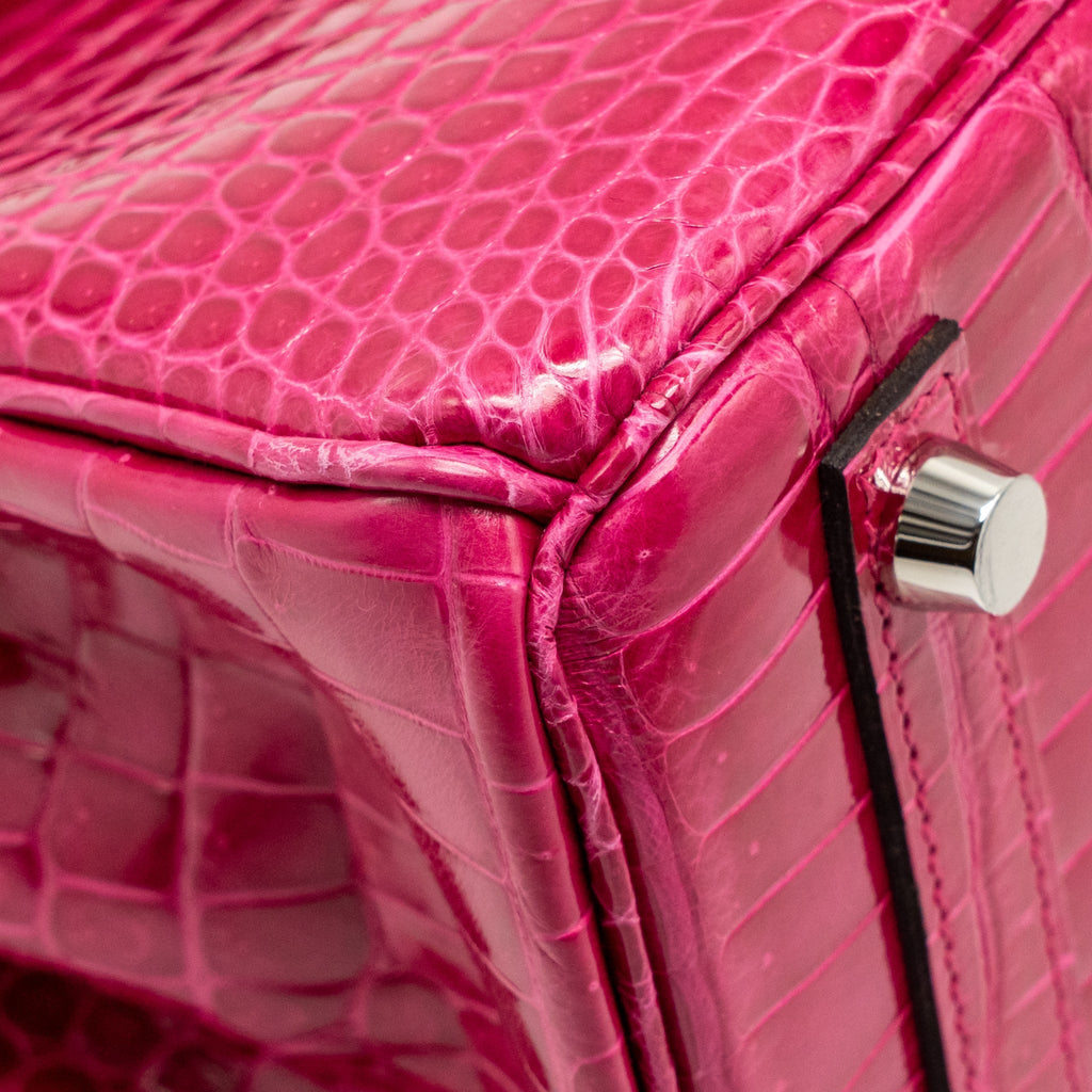 HERMES BIRKIN 25 SHINY CROCODILE POROUS ROSE MEXICO SHW