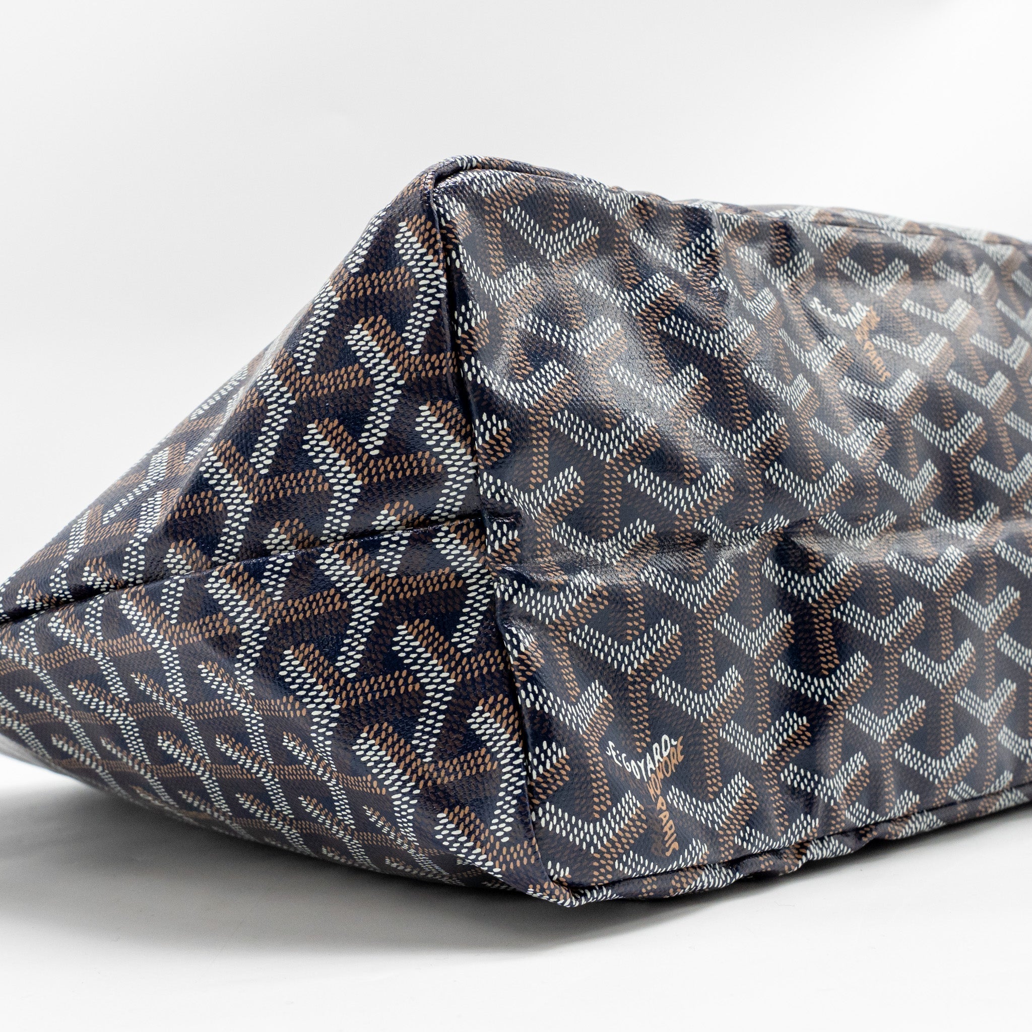 GOYARD SAINT LOUIS PM TOTE GOYARDINE CANVAS/CALFSKIN NAVY BLUE SHW