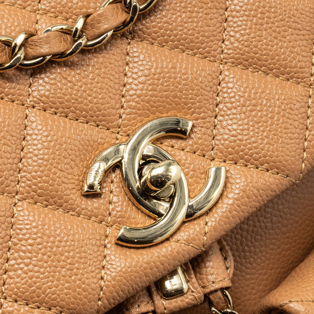 CHANEL TRIPLE PACK BACKPACK CAVIAR CARAMEL LGHW (MICROCHIP)
