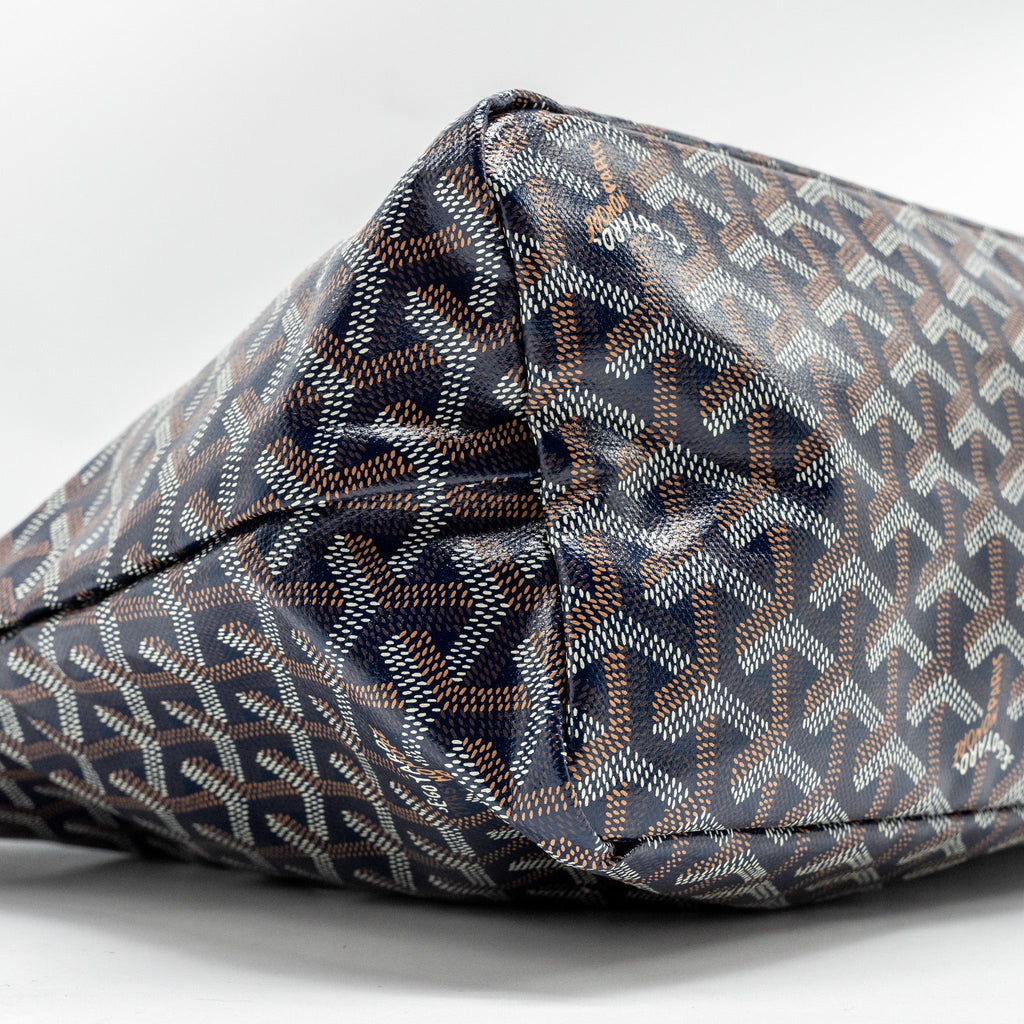 GOYARD BOHEME HOBO BAG GOYARDINE CANVAS/CALFSKIN NAVY SHW