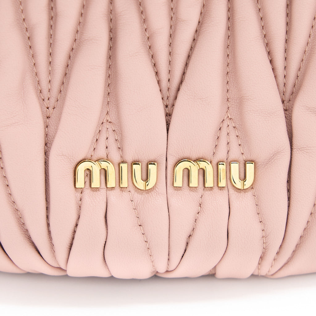 MIUMIU SECCHIELLO MATELASSE CROSSBODY BAG NAPPA LAMBSKIN PINK GHW