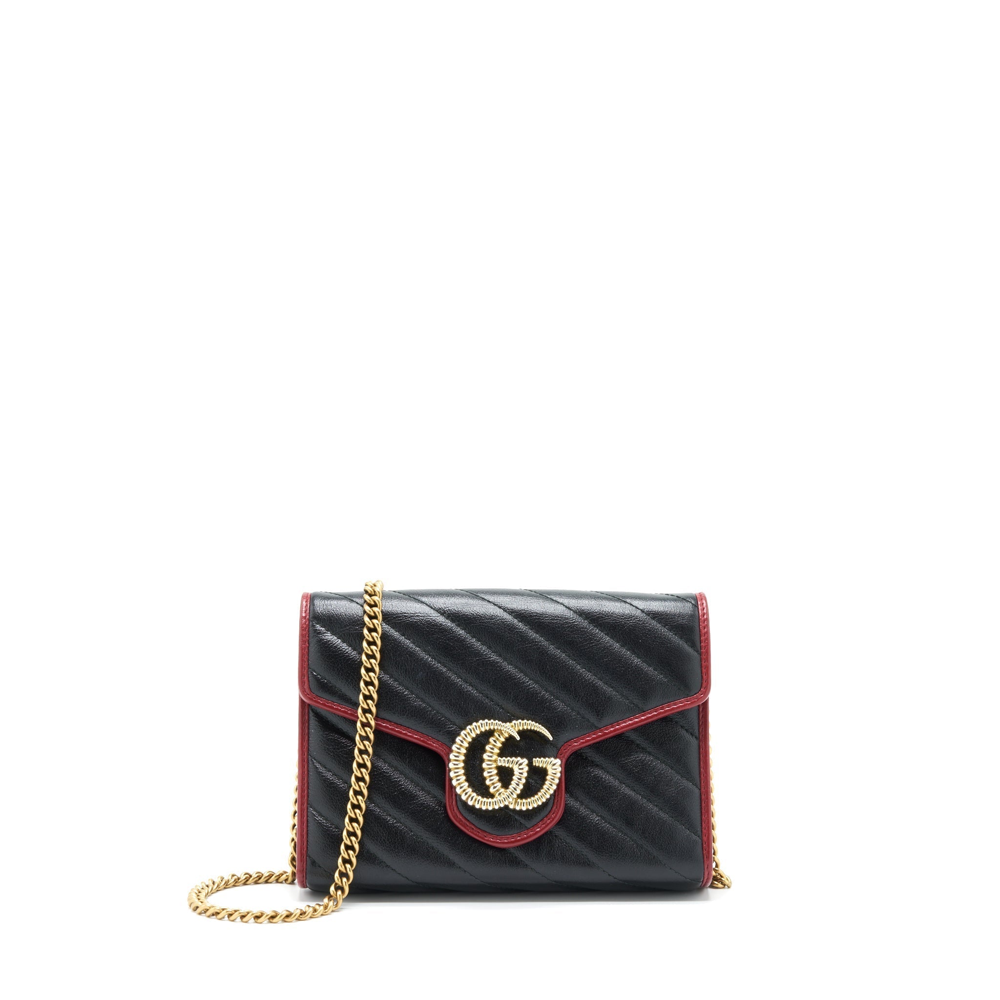 GUCCI GG MARMONT WALLET ON CHAIN BLACK GHW