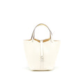 HERMES PICOTIN 18 LOCK BAG NATA WITH JAUNE POUSSIN HANDLE SHW