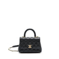 CHANEL MINI COCO HANDLE 20CM CAVIAR BLACK LGHW (MICROCHIP)