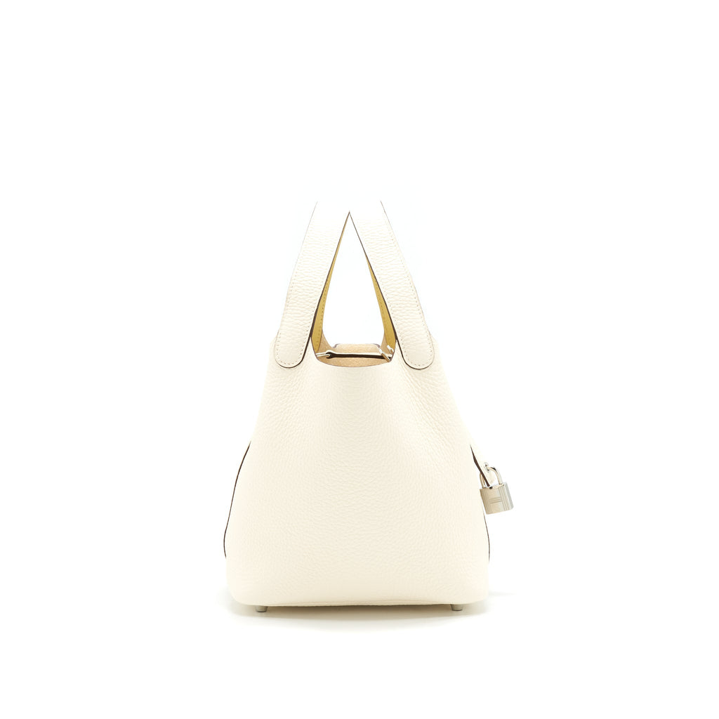 HERMES PICOTIN 18 LOCK BAG NATA WITH JAUNE POUSSIN HANDLE SHW