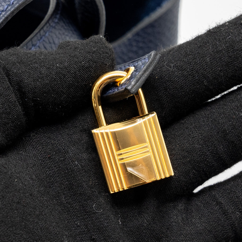 HERMES PICOTIN 18 LOCK BAG CLEMENCE BLUE NUIT GHW