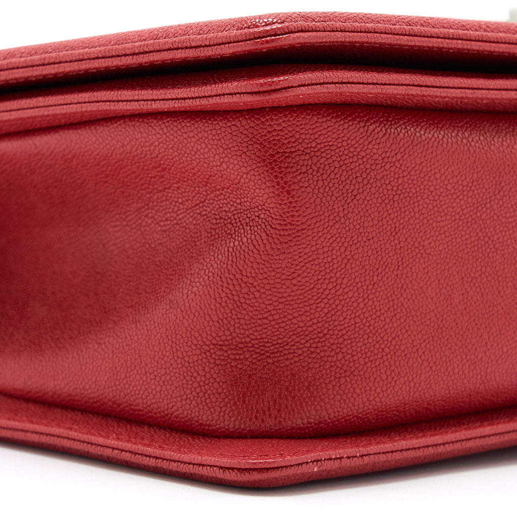 CHANEL MEDIUM BOY BAG GRAINED CALFSKIN RED SHW