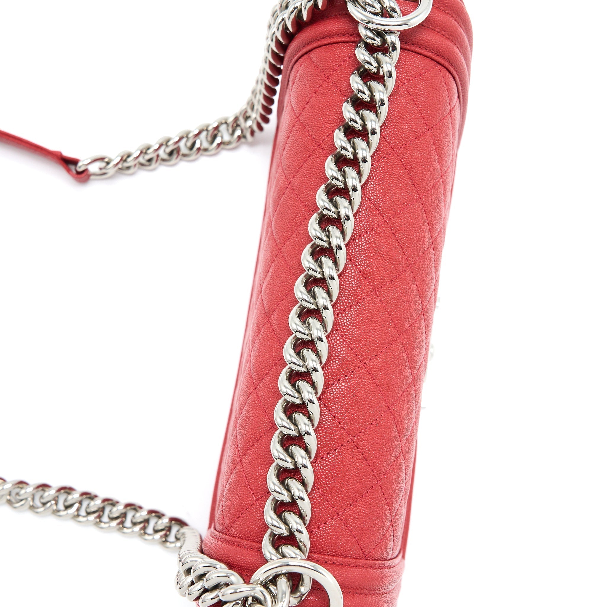 CHANEL MEDIUM BOY BAG GRAINED CALFSKIN RED SHW