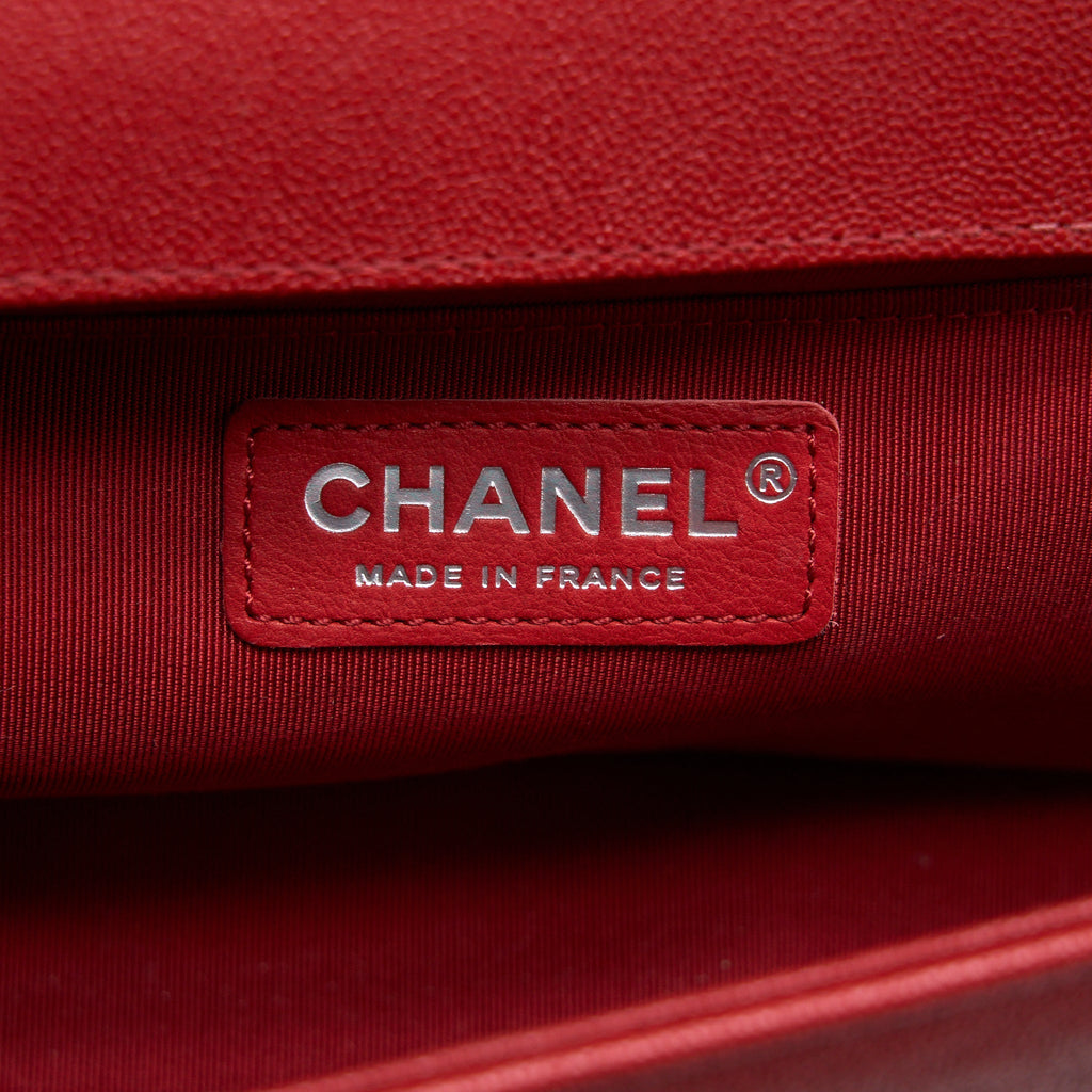 CHANEL MEDIUM BOY BAG GRAINED CALFSKIN RED SHW