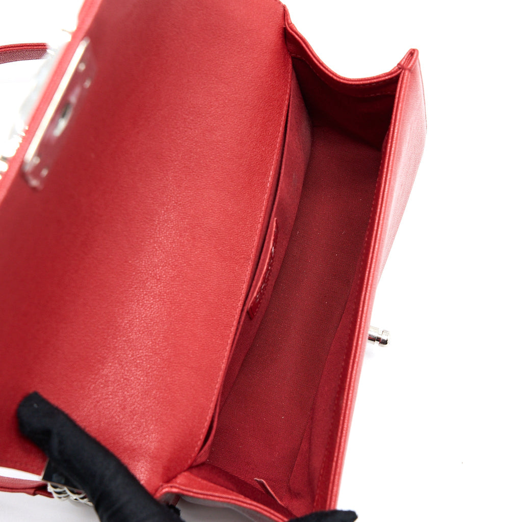 CHANEL MEDIUM BOY BAG GRAINED CALFSKIN RED SHW