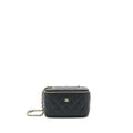 CHANEL CAVIAR LONG VANITY CASE WITH CHAIN CAVIAR BLACK LGHW