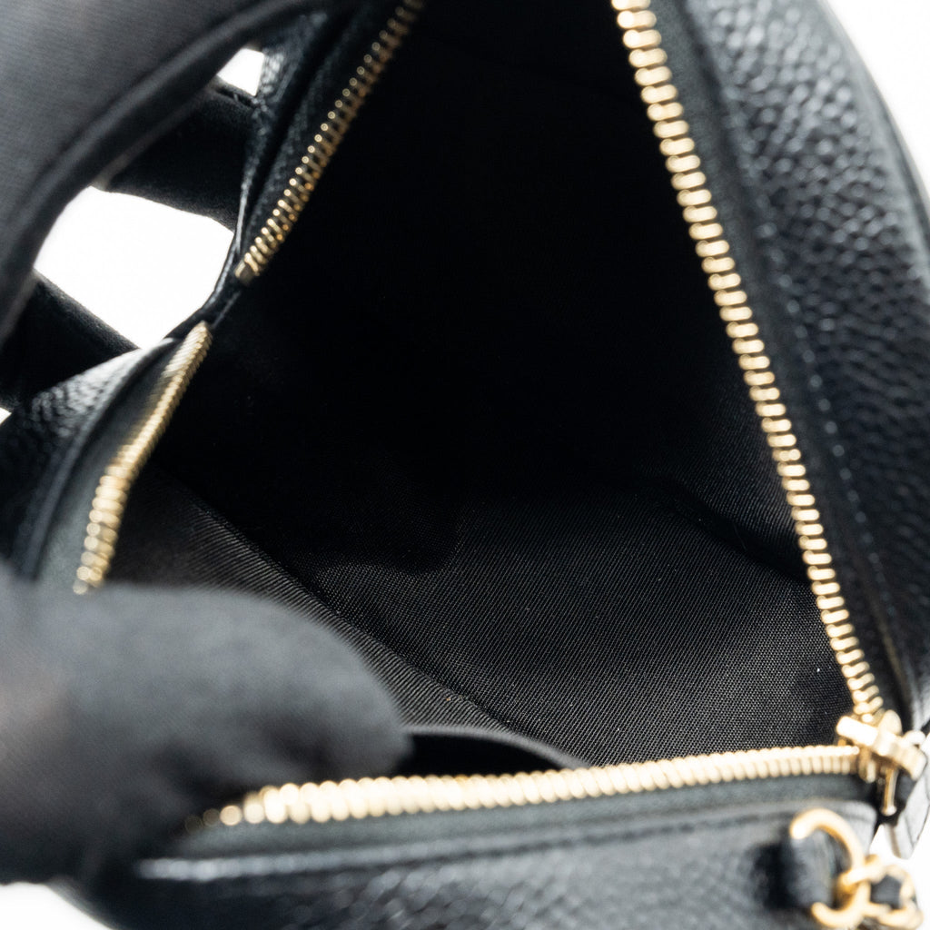 CHANEL CC FILIGREE QUILTED ROUND CROSSBODY BAG CAVIAR BLACK GHW
